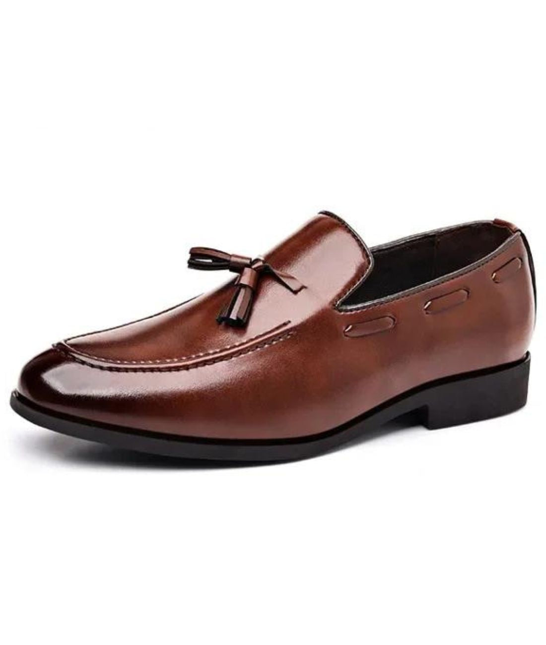 Mocassins A Gland En Cuir Veritable Marron Pour Hommes