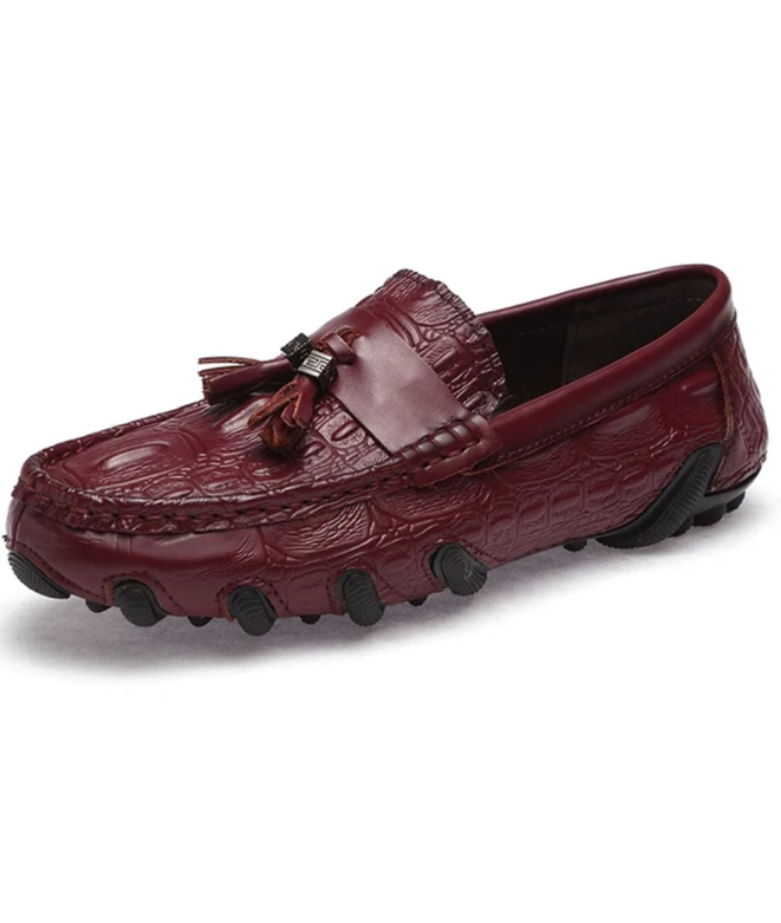 Mocassins À Glands Élégants En Cuir Croco Pour Homme