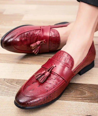 Mocassins À Gland Avec Effet Croco Classique Pour Hommes - Le Mocassin