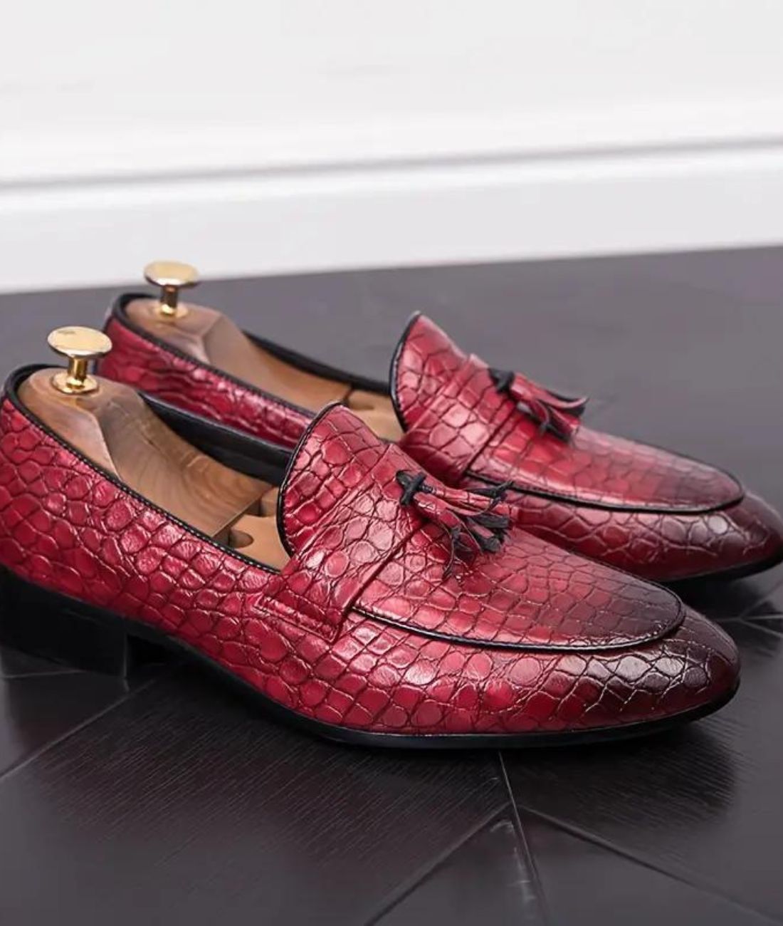 Mocassins À Gland Avec Effet Croco Classique Pour Hommes - Le Mocassin