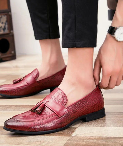 Mocassins À Gland Avec Effet Croco Classique Pour Hommes - Le Mocassin