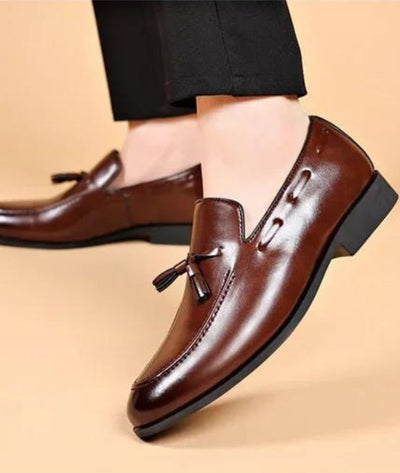 Mocassins À Gland En Cuir Véritable Marron Pour Hommes - Le Mocassin