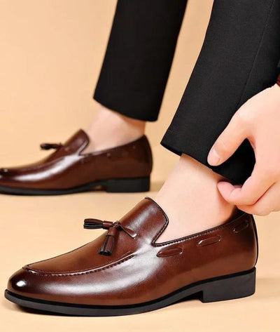 Mocassins À Gland En Cuir Véritable Marron Pour Hommes - Le Mocassin