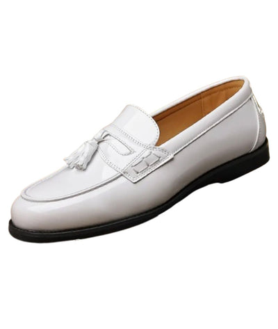 Mocassins À Gland Verni Blanc Pour Hommes - Le Mocassin