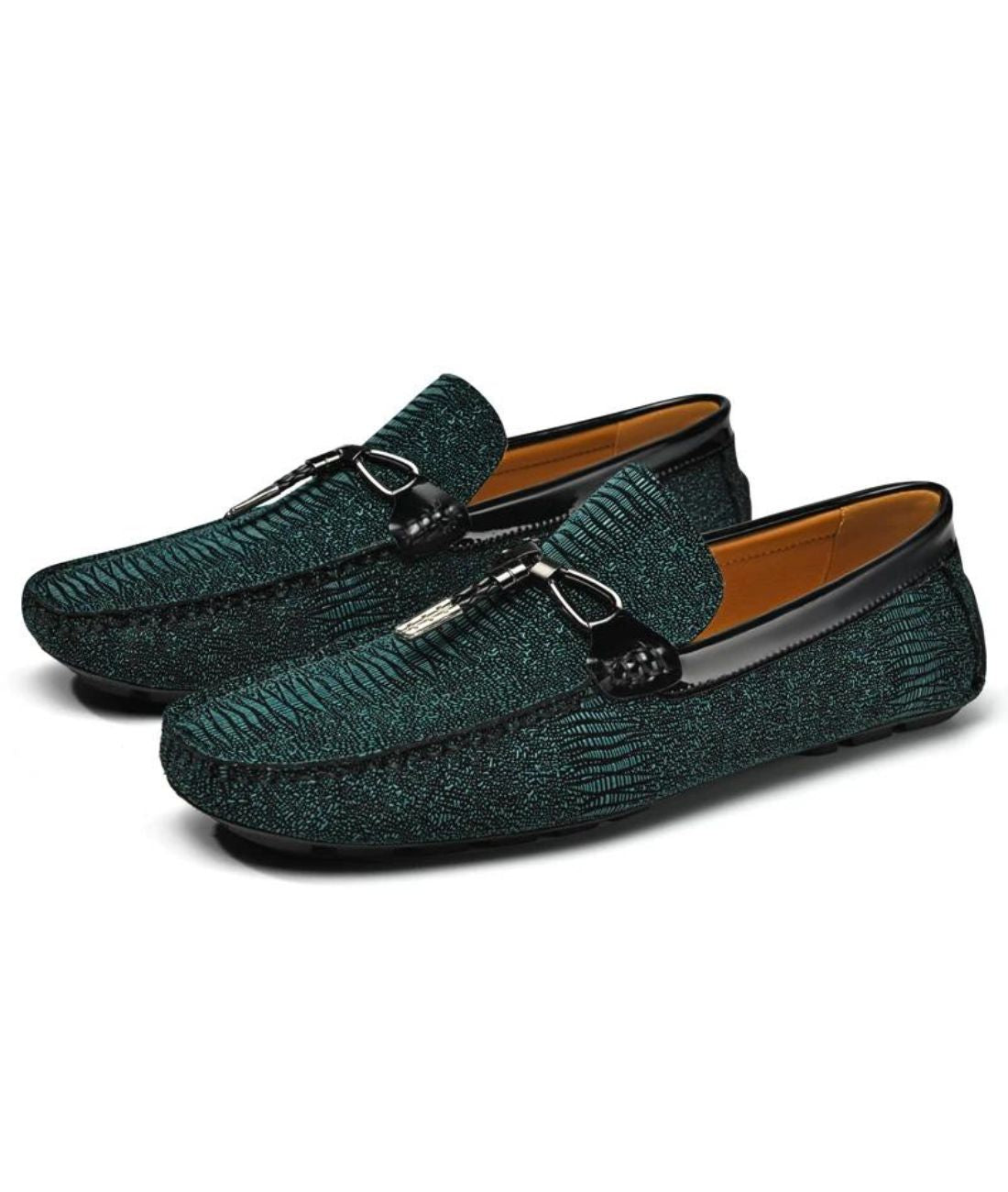 Mocassins À Gland Vert Métallique Pour Hommes - Le Mocassin