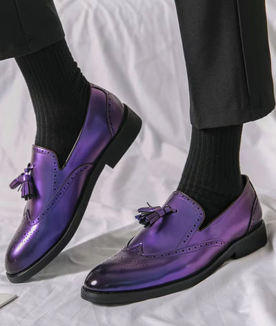 Mocassins À Gland Violet Métallique Pour Hommes - Le Mocassin