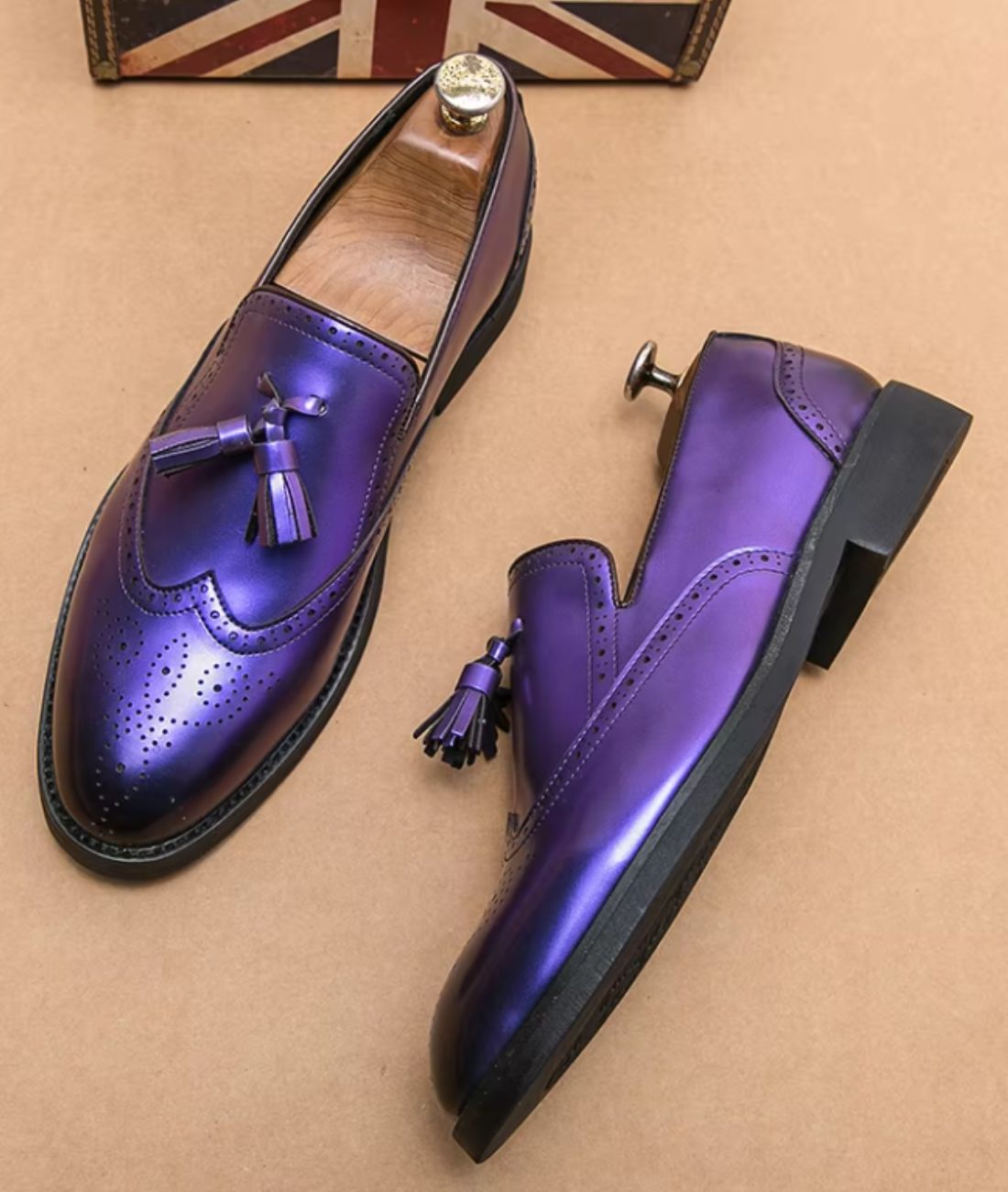 Mocassins À Gland Violet Métallique Pour Hommes - Le Mocassin