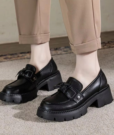 Mocassins À Plateforme Nœud Papillon Noir Pour Femmes - Le Mocassin