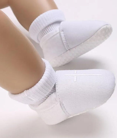 Mocassins De Baptême Blancs En Coton Pour Bébé - Le Mocassin