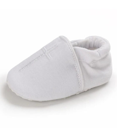 Mocassins De Baptême Blancs En Coton Pour Bébé - Le Mocassin