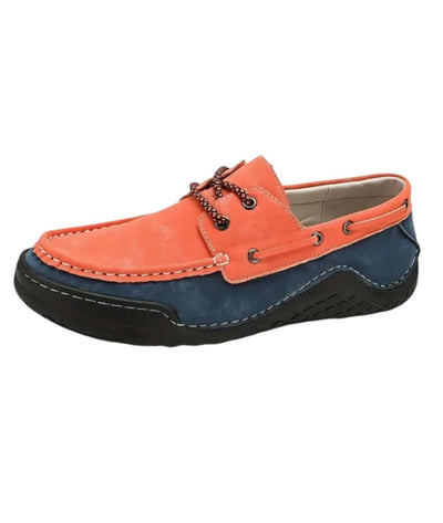 Mocassins Bateau Tricolores À Lacets Aspect Cuir Homme - Le Mocassin