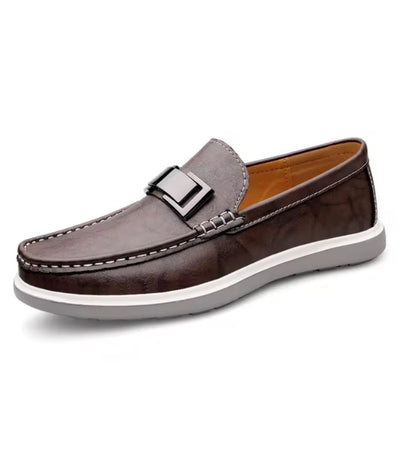 Mocassins Bateau Tricolores Plats En Cuir Pour Homme - Le Mocassin