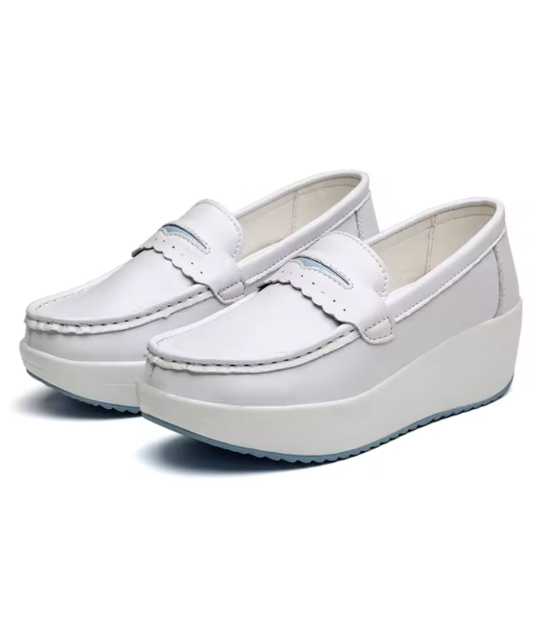 Mocassins Blancs À Semelles Compensées Pour Femme - Le Mocassin