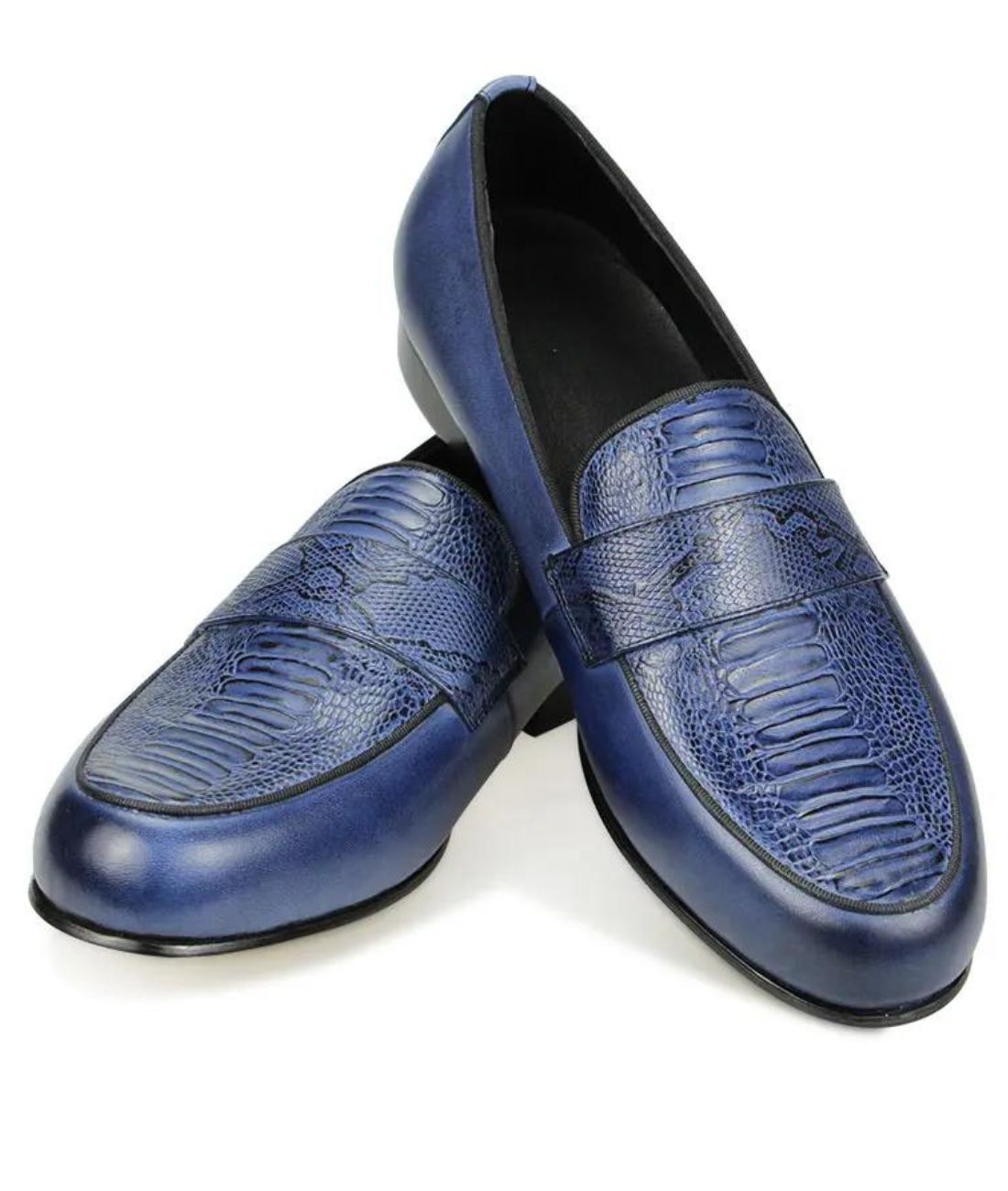 Mocassins Bleus En Cuir Véritable Pour Homme - Le Mocassin