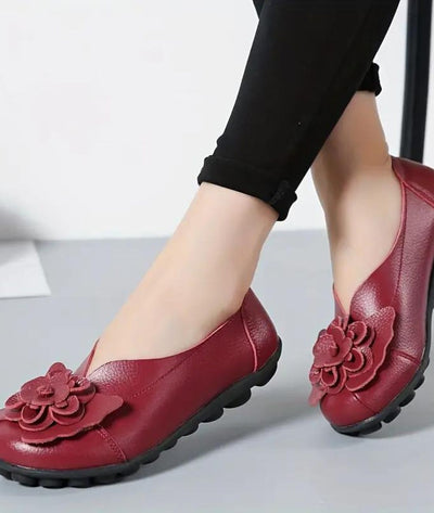 Mocassins En Cuir À Motifs Fleuris Pour Femmes - Le Mocassin