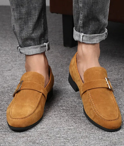 Mocassins En Daim À Talon Carré Pour Hommes - Le Mocassin