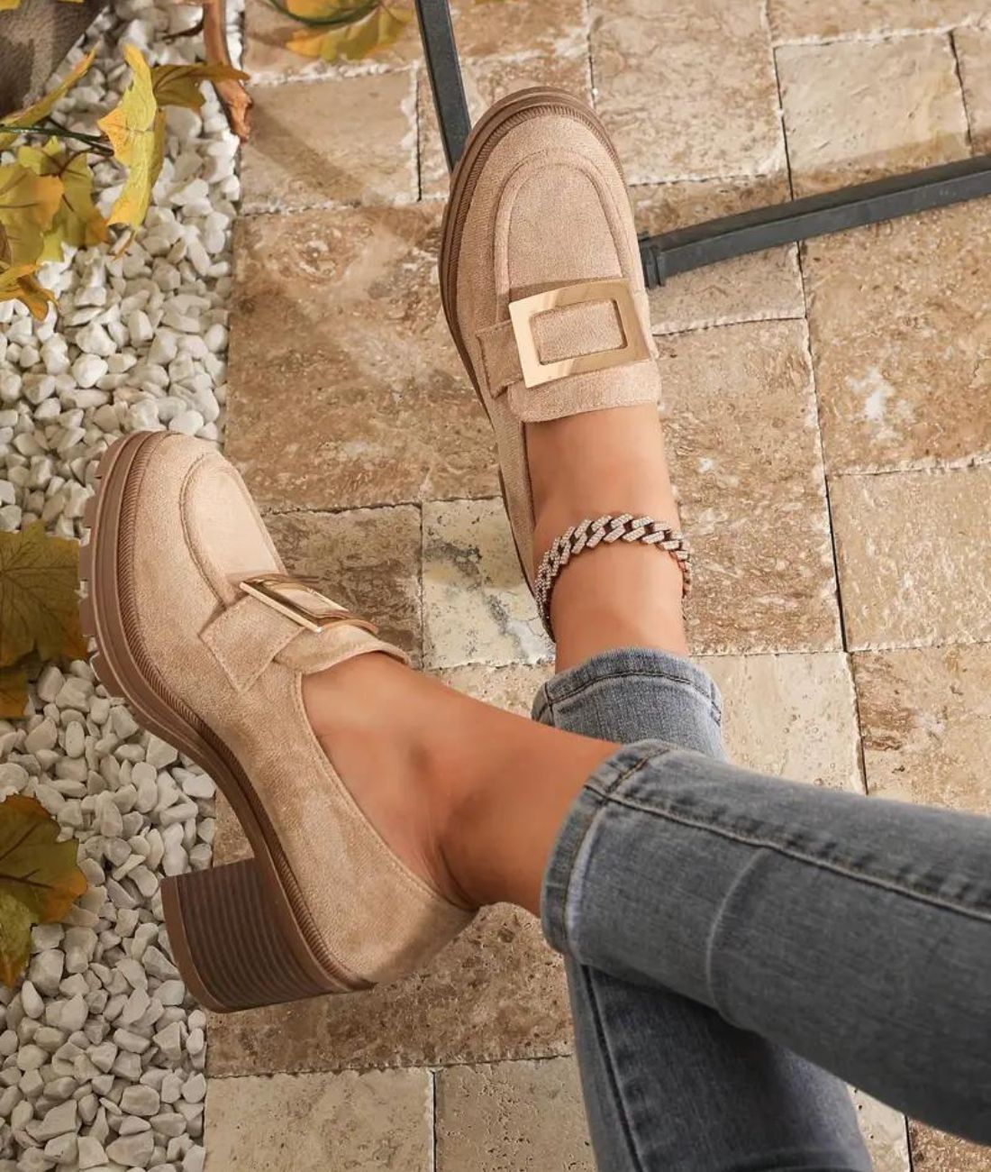 Ballerine Mocassin Mocassins Femme A Talon Haut Et Plateforme