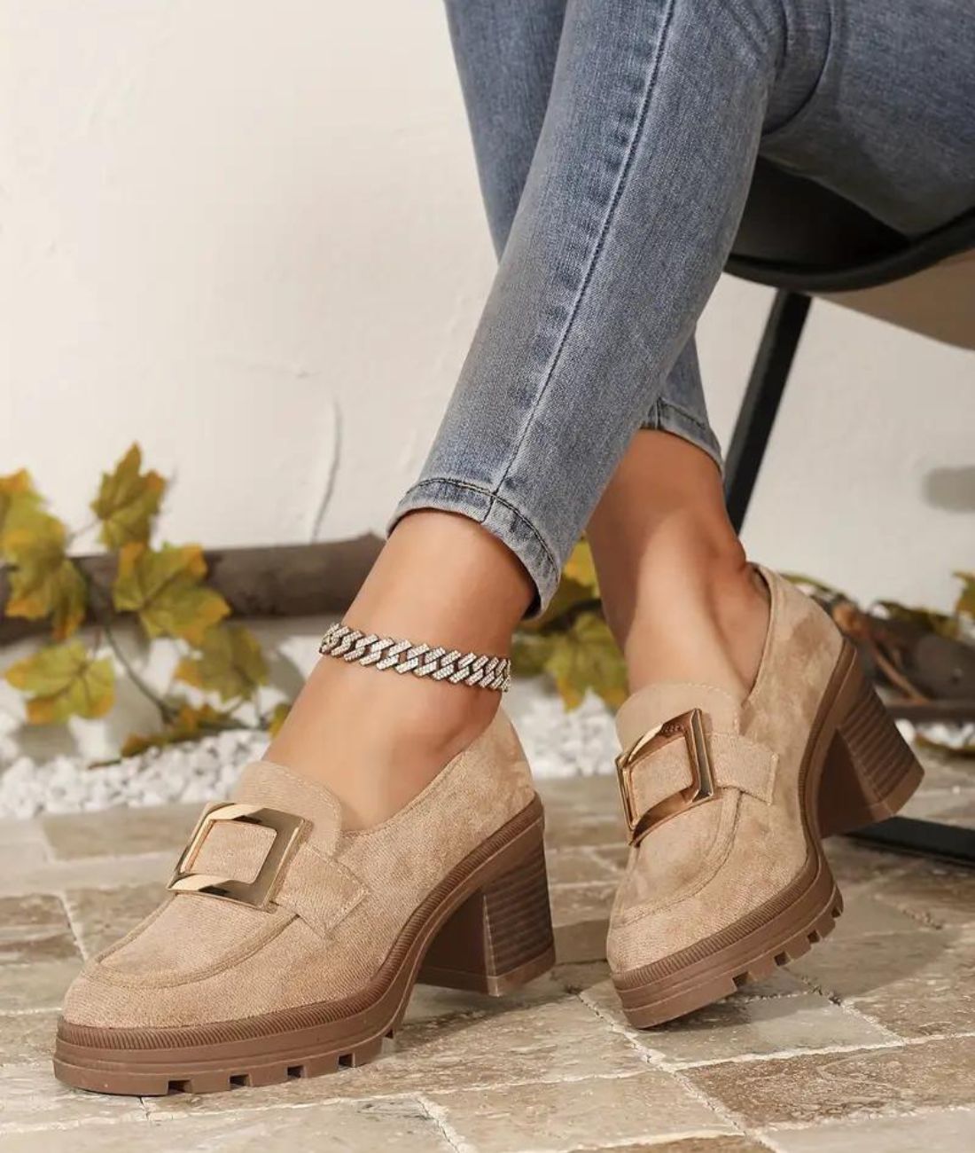 Mocassin Talon Talon Compensé Hiver Femme Mocassins Femme