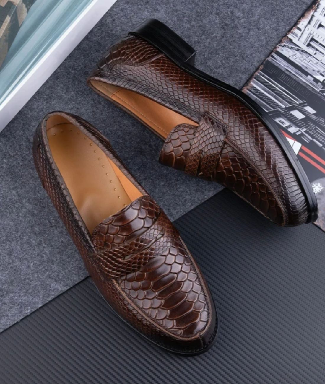 Mocassins Décontractés Marron Cuir Véritable Homme - Le Mocassin