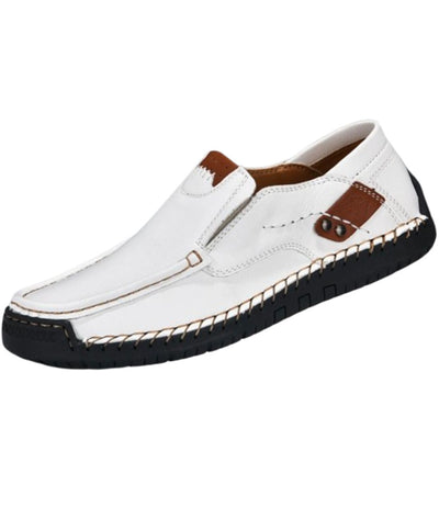 Mocassins Effet Cuir Blanc Pour Hommes - Le Mocassin