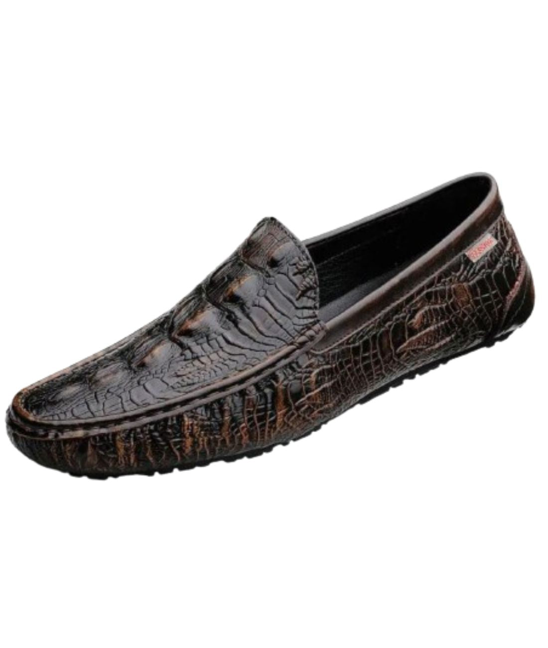 Mocassins En Cuir Véritable À Motifs Crocodile - Le Mocassin