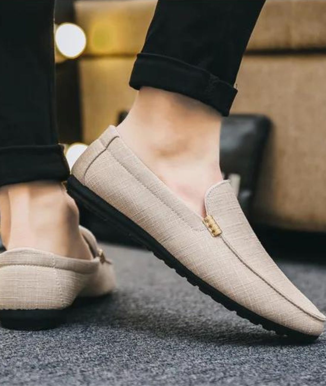 Mocassins En Daim Décontracté Beige Pour Hommes - Le Mocassin