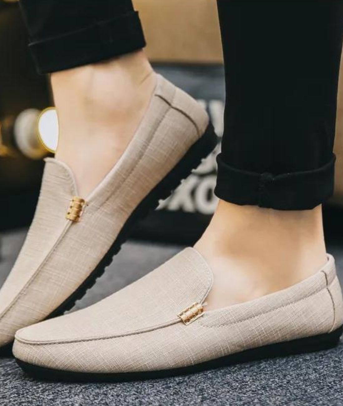 Mocassins En Daim Décontracté Beige Pour Hommes - Le Mocassin