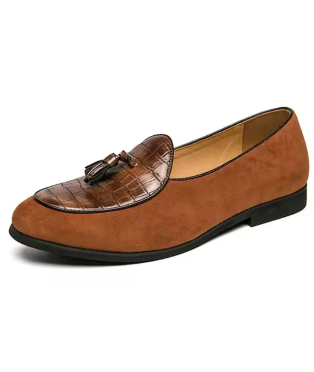 Mocassins À Glands En Daim Avec Torsade En Cuir | Le Mocassin