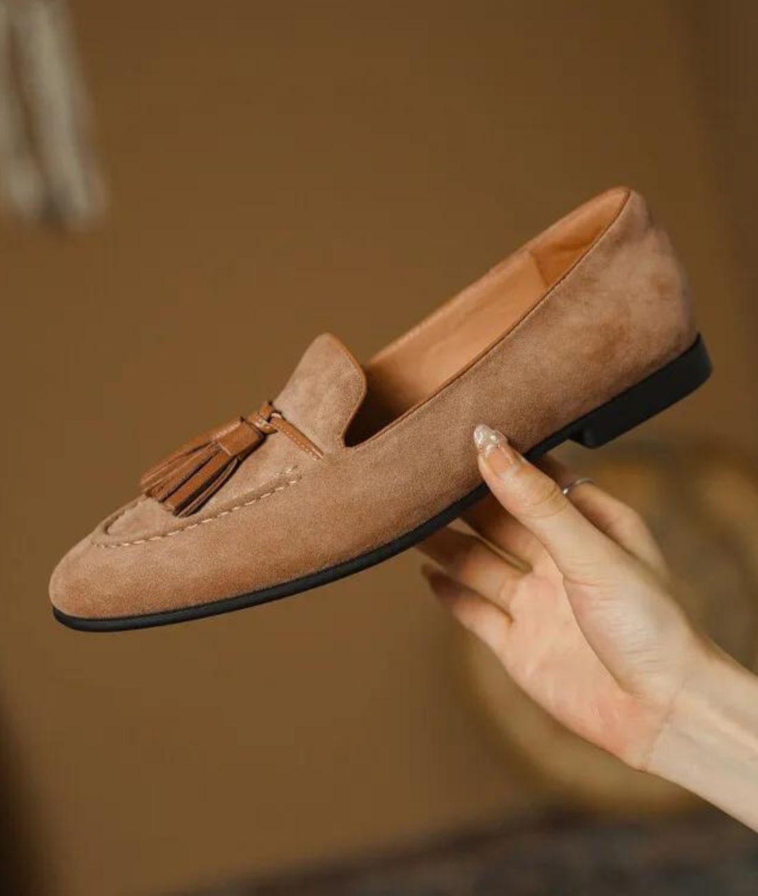 Mocassins À Glands En Daim Véritable Pour Femme - Le Mocassin