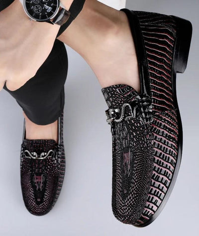 Mocassins Hommes Effet Cuir Vernis Peau De Serpent - Le Mocassin