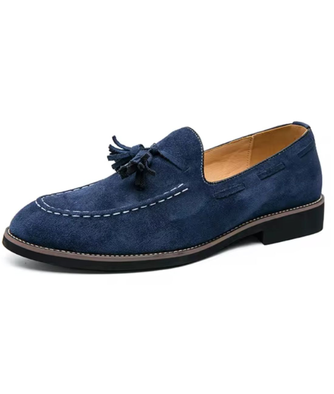 Mocassins Italiens Bleus Effet Daim Pour Homme - Le Mocassin