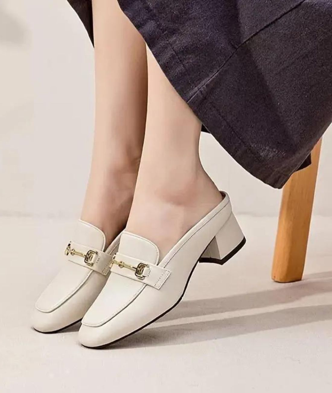 Mocassins Légers Talons Carrés Cuir Véritable Femme - Le Mocassin