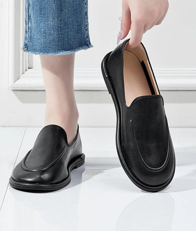 Mocassins Noirs Pour Femme En Cuir Véritable - Le Mocassin