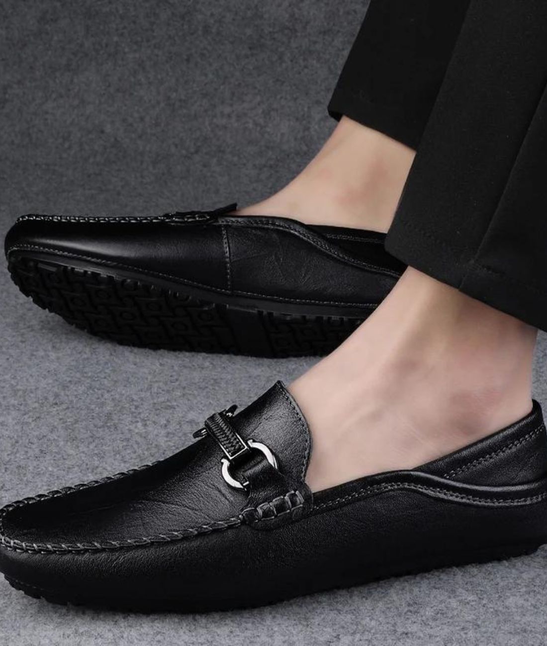 Mocassins Noirs Mors Métal Cuir Synthétique Homme - Le Mocassin