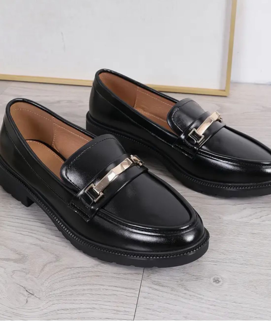 Mocassins Noirs Semelle Épaisse Femme Cuir Synthétique - Le Mocassin