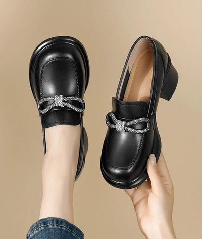 Mocassins Noirs Britannique Nœud Papillon Femmes - Le Mocassin