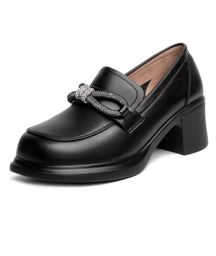 Escarpins Noirs En Cuir Ros Hommerson Taille 7 US - Talons Moyens Carrés, Occasion En Excellent état
