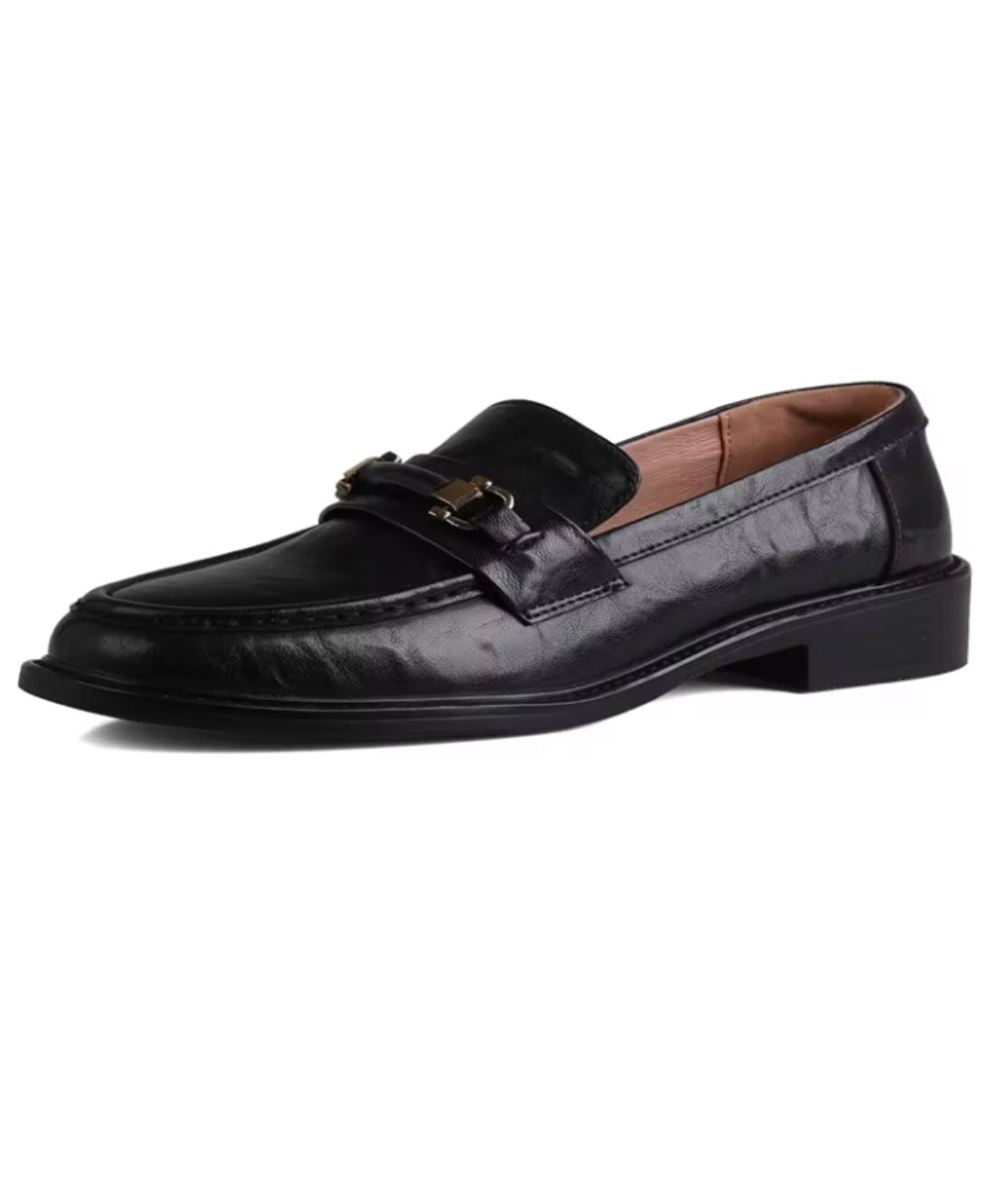 Mocassins Noirs Talon Carré Avec Morsetti Femme - Le Mocassin