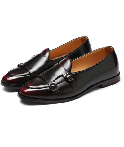 Mocassins Noirs Vernis À Bordures Rouges Pour Hommes - Le Mocassin