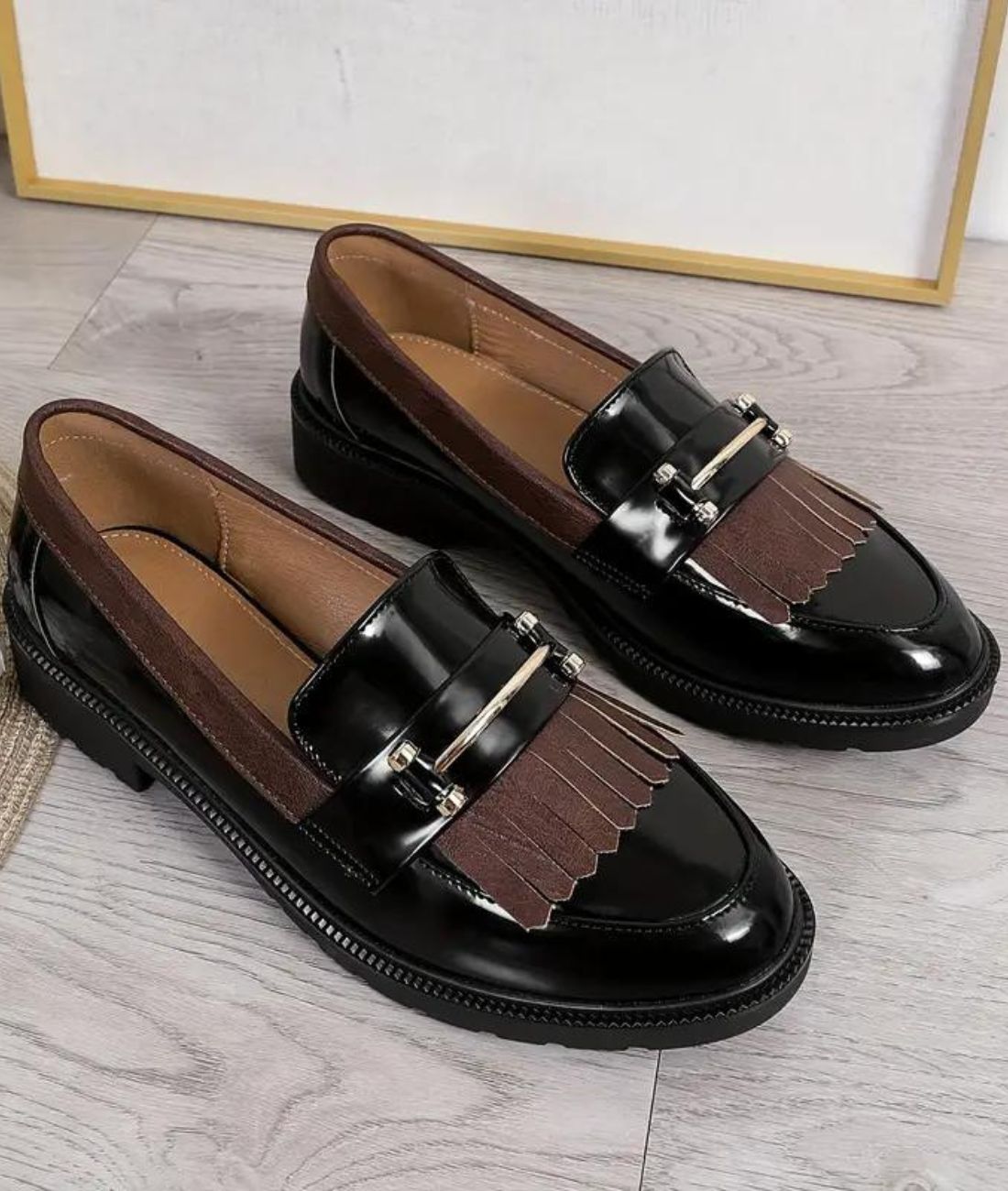 Mocassins Noirs Vernis En Cuir Synthétique Pour Femme - Le Mocassin