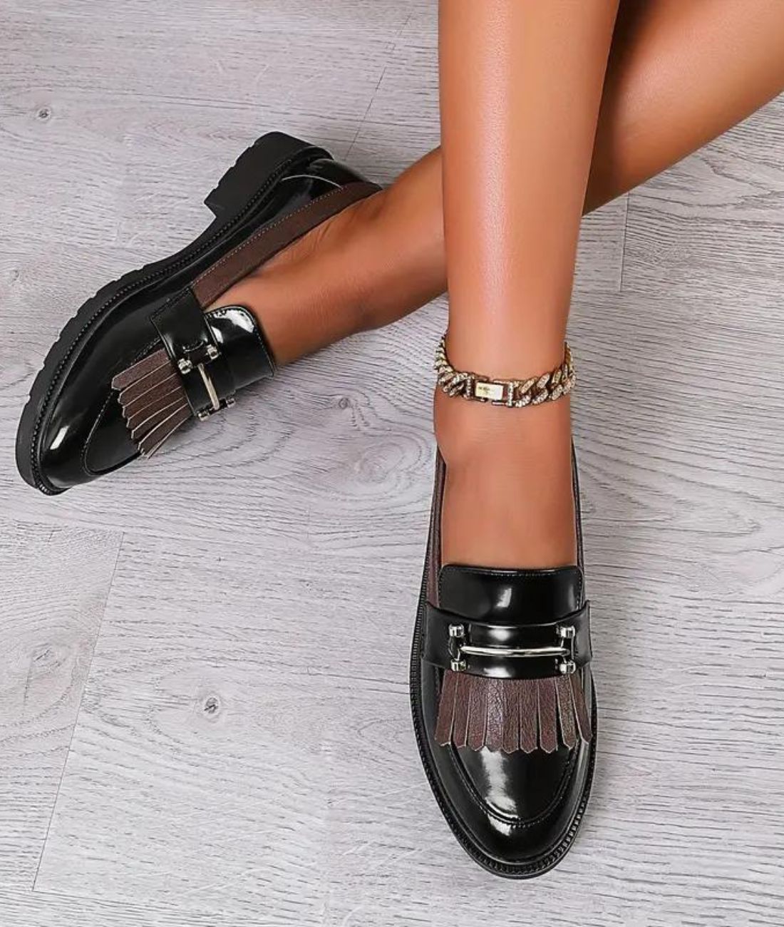 Mocassins Noirs Vernis En Cuir Synthétique Pour Femme - Le Mocassin