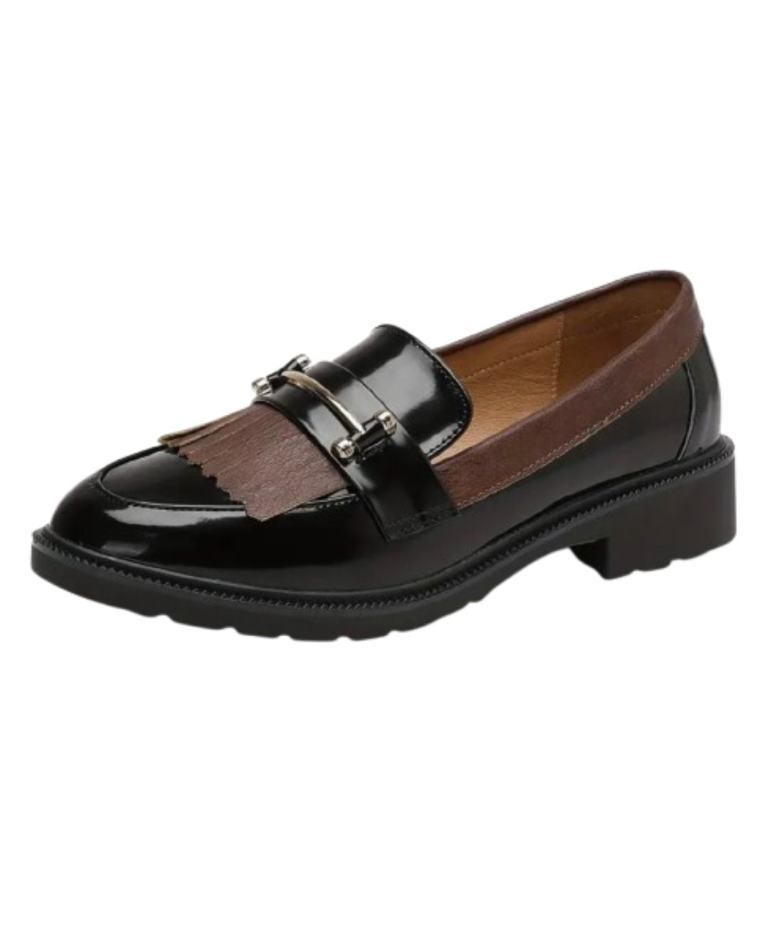 Mocassins Noirs Vernis En Cuir Synthétique Pour Femme - Le Mocassin