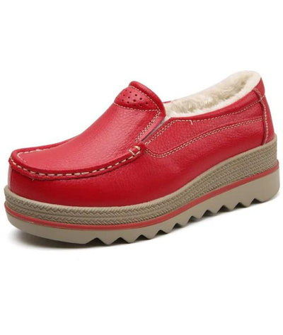 Mocassins Orthopédiques Rouges Plateforme Femme - Le Mocassin