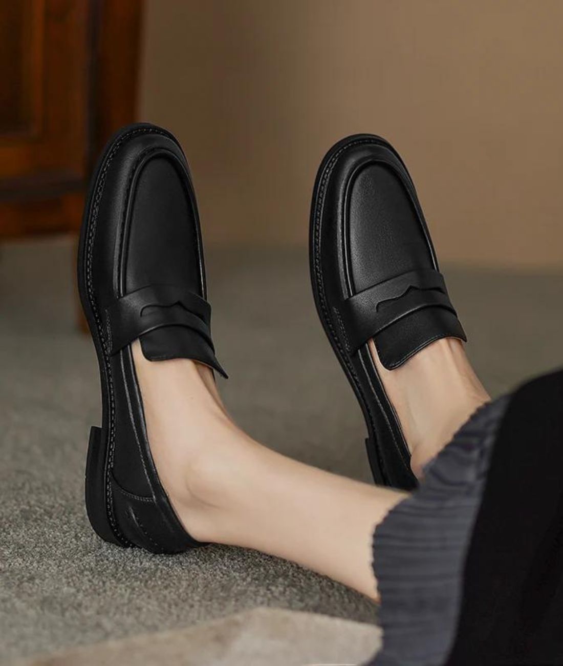 Mocassins À Petit Talon Épais Pour Femme - Le Mocassin