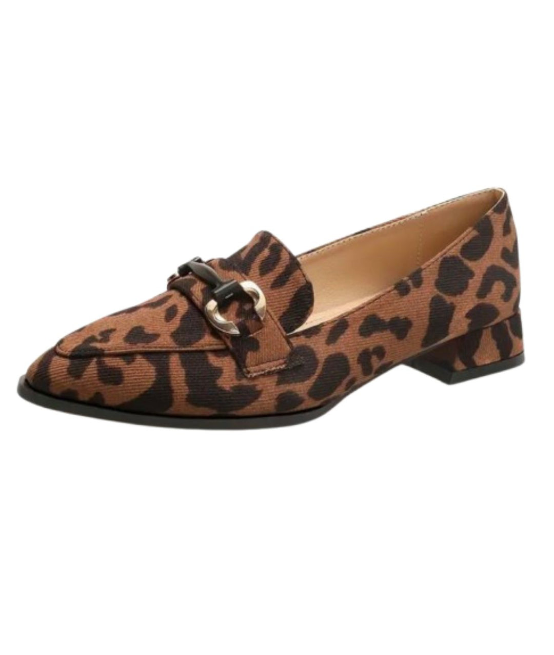 Mocassins Femme Imprimé Léopard - Talon Bas Bloc, Bout Pointu, En Daim - Confort Larges Pour Bureau Ou Sortie - 9