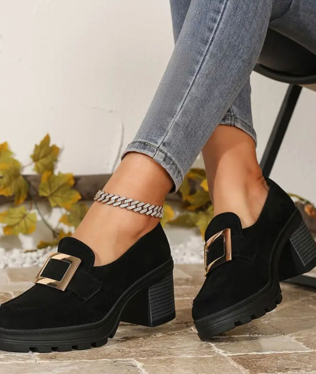 Mocassin Talon Talon Compensé Hiver Femme Mocassins Modele De