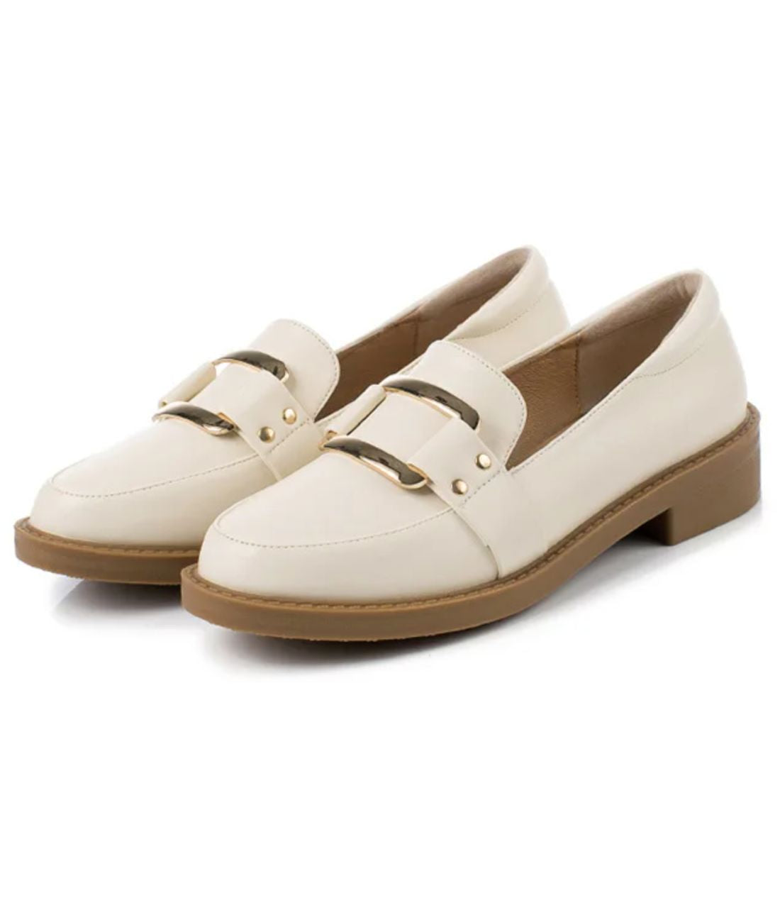 Mocassins À Plateforme En Cuir Beige Pour Femmes - Le Mocassin