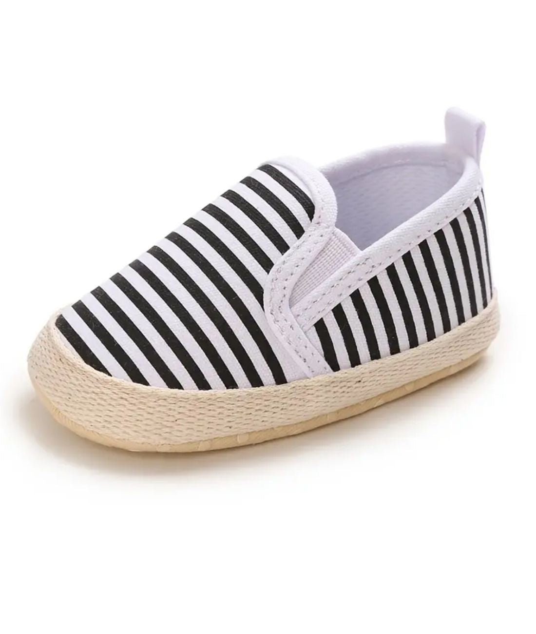 Mocassins premiers pas en Coton Motif Rayures - Le Mocassin