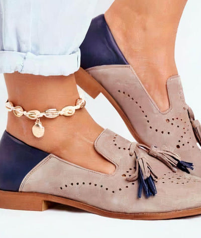 Mocassins Rose Et Bleu À Glands Pour Femme - Le Mocassin