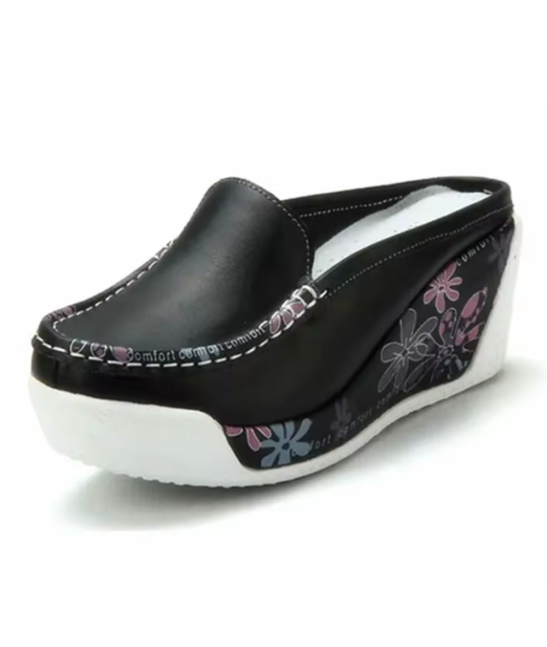 Mocassins Semelles Compensées Motifs Floraux Femme - Le Mocassin